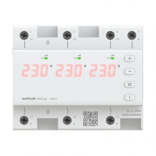 Реле напряжения D6-63 red Welrok 4660251140410 Реле напряжения D6-63 red Welrok 4660251140410