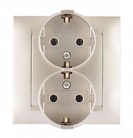 Розетка 2-м СП Simon15 с заземл. шампань Simon 1590459-034