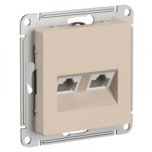 Розетка компьютерная 2-м AtlasDesign RJ45+RJ45 кат.5E механизм песочн. SE ATN001285 Розетка компьютерная 2-м AtlasDesign RJ45+RJ45 кат.5E механизм песочн. SE ATN001285