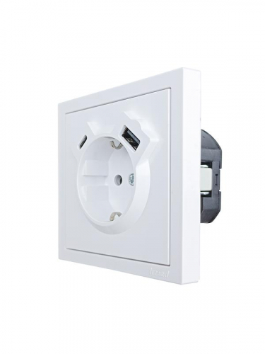 Розетка 1-мест. с/з Type-C+USB разъем СП ZIMA бел. LEZARD 704-0288-181TC фото 2