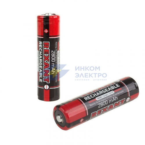 Аккумулятор Li-ion 18650 с защитой 3.7В 2800мА.ч (блист.) Rexant 30-2030-05