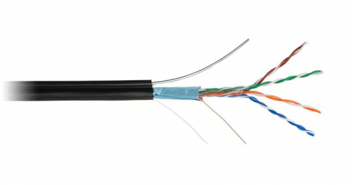 Кабель витая пара F/UTP кат.5E 4х2х24AWG solid PE OUTDOOR черн. (уп.305м) NETLAN EC-UF004-5E-PE-SW-BK