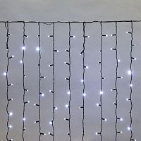 Гирлянда светодиодная "Светодиодный Дождь" 2х1.5м 300LED бел. 23Вт 230В IP65 постоян. свечение провод черн. (нужен шнур питания 303-500) Neon-Night 235-125