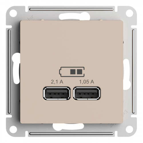 Розетка USB AtlasDesign тип A+A 5В/2.1А 2х5В/1.05А механизм песочн. SE ATN001233 фото 3