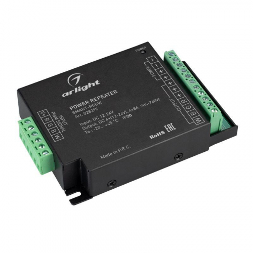 Усилитель SMART-RGBW 12-24В 4х8А IP20 метал. Arlight 028298 Усилитель SMART-RGBW 12-24В 4х8А IP20 метал. Arlight 028298