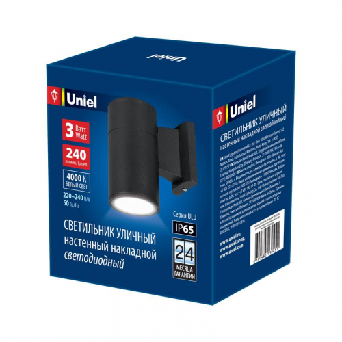 Светильник светодиодный архитектурный ULU-S21A-3W/4000К IP65 BLACK уличный накладной бел. свет корпус черн. Uniel UL-00006801 Светильник светодиодный архитектурный ULU-S21A-3W/4000К IP65 BLACK уличный накладной бел. свет корпус черн. Uniel UL-00006801