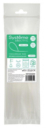 Стяжка кабельная 250х4.8 бел. (уп.100шт) SE IMT25048W Стяжка кабельная 250х4.8 бел. (уп.100шт) SE IMT25048W