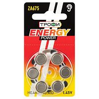 Элемент питания воздушно-цинковые для слухового аппарата ZA675-6BL HEARNING AID ENERGY POWER (блист.6шт) Трофи Б0057978