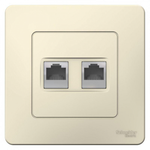 Розетка компьютерная + телефонная 2-м СП Blanca RJ45 кат.5E + RJ11 молочн. SE BLNIS045112 фото 2