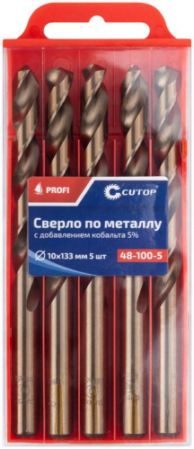 Набор сверл по металлу ПРОФИ/Profi 10х133мм с кобальтом 5% (уп.5шт) Cutop 48-100-5 фото 3