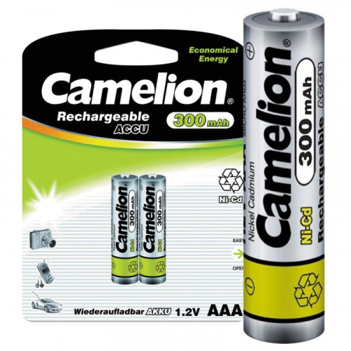 Аккумулятор AAA/R03 300мА.ч NI-CD BL-2 металлик (блист.2шт) Camelion 3144 фото 2