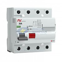 Выключатель дифференциального тока (УЗО) 4п 25А 300мА тип A DV AVERES EKF rccb-4-25-300-a-av