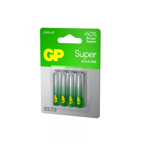 Элемент питания алкалиновый AAA/LR03 1.5В Super Alkaline G-Tech 24AA21-2CRSBC4 40/160 (блист.4шт) GP 21385 фото 3 Элемент питания алкалиновый AAA/LR03 1.5В Super Alkaline G-Tech 24AA21-2CRSBC4 40/160 (блист.4шт) GP 21385 фото 3