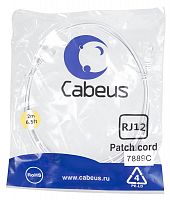 Патч-корд телефонный PC-TEL-RJ12-2m 2х6р4с PVC 2м бел. Cabeus 7889c