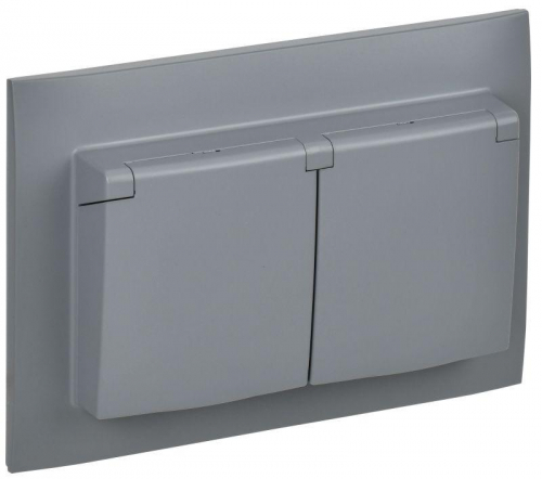 Розетка 2-м SKANDY 16А IP44 с крышкой в сборе SK-R12Gr сер. IEK SK-R26-16-44-K03-F Розетка 2-м SKANDY 16А IP44 с крышкой в сборе SK-R12Gr сер. IEK SK-R26-16-44-K03-F