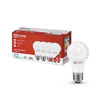 Лампа светодиодная LED-A60-VC 4PACK 12Вт 230В E27 6500К 1140лм (уп.4шт) IN HOME 4690612047676