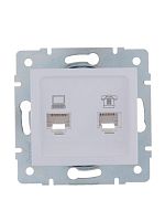Розетка компьютерная + телефонная 2-м СП Karina RJ45 + RJ11 механизм бел. LEZARD 707-0288-143