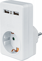 Адаптер 1-м с заземл. 61 699 NAD-USB02-1E-C-WH USB 2.1А Navigator 61699
