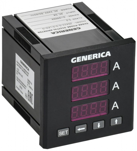 Амперметр цифровой щитовой 3ф 72х72 LED GENERICA IDA11-5-3-0-LED-G