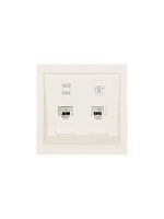 Розетка компьютер+телефон СП ZIMA IP20 с модулем Cat 6 слон. кость LEZARD 704-9088-144