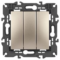 Выключатель 3-кл. СП Elegance 14-1107-04 10А IP20 250В 10AX механизм шампань Эра Б0034253