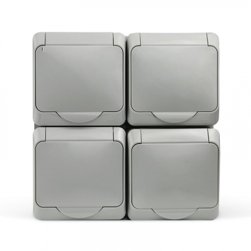 Розетка 4-м ОП Nix 16А IP54 250В с заземл. с крышкой сер. TOKOV ELECTRIC TKE-NX-R4Z-C06-IP54 фото 2 Розетка 4-м ОП Nix 16А IP54 250В с заземл. с крышкой сер. TOKOV ELECTRIC TKE-NX-R4Z-C06-IP54 фото 2