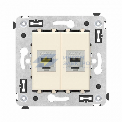 Розетка компьютерная 2-м СП Avanti &quot;Ванильная дымка&quot; RJ45 кат.6 без шторок экранир. механизм DKC 4405794