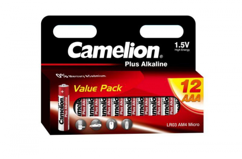 Элемент питания алкалиновый AAA/LR03 1.5В Plus Alkaline BLOCK-12 LR03-HP12 (уп.12 шт) Camelion 14260 фото 3 Элемент питания алкалиновый AAA/LR03 1.5В Plus Alkaline BLOCK-12 LR03-HP12 (уп.12 шт) Camelion 14260 фото 3
