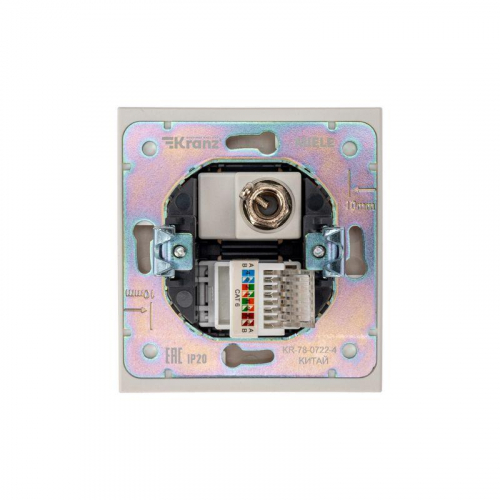 Розетка компьютерная + телевизионная СП STRONG MIELE RJ45 кат.6 + TV жемчуж. Kranz KR-78-0722-4 фото 3