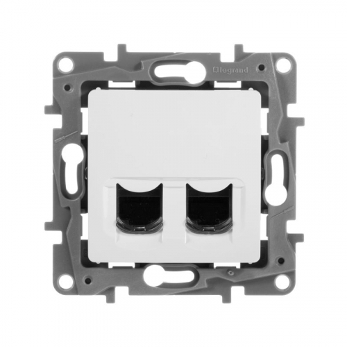 Розетка компьютерная 2-м СП Etika RJ45 кат.6 UTP механизм бел. IEK 672254 фото 3