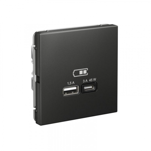 Розетка USB ArtGallery тип A+C 45Вт QC PD высокоскор. ЗУ механизм базальт SE GAL001429 фото 5