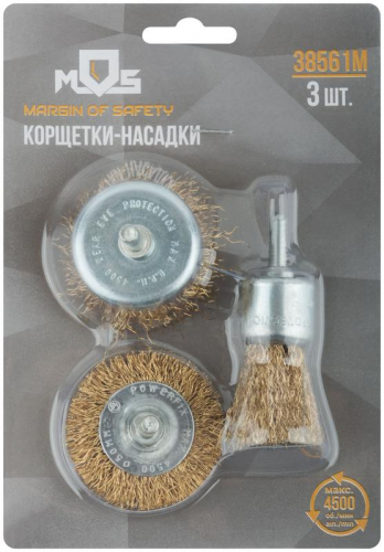 Корщетки со штифтом (колесо 50мм/чашка 50мм/венчик 25мм) (уп.3шт) MOS 38561М фото 3