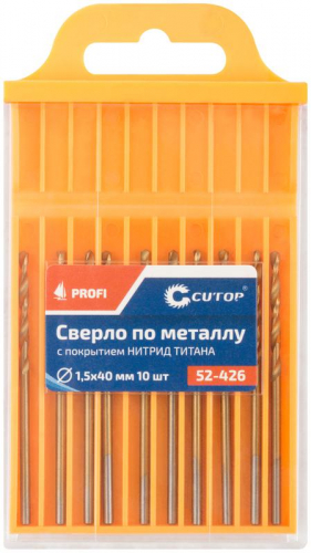 Сверло по металлу ПРОФИ/Profi 1.5х40мм с титан. покрытием (уп.10шт) Cutop 52-426 фото 3 Сверло по металлу ПРОФИ/Profi 1.5х40мм с титан. покрытием (уп.10шт) Cutop 52-426 фото 3