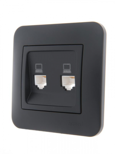 Розетка компьютерная 2-м СП Karina RJ45 механизм черн. бархат LEZARD 707-4288-141 фото 4