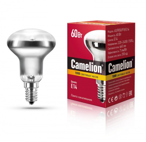 Лампа накаливания 60Вт E14 220В зеркальная Camelion 12660 Лампа накаливания 60Вт E14 220В зеркальная Camelion 12660