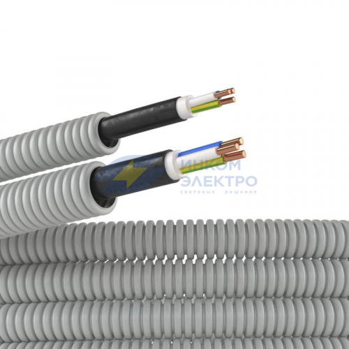 Труба гофрированная ПВХ d16мм с кабелем РЭК &amp;quot;ГОСТ+&amp;quot; ВВГнгLS 3х1.5 сер. (уп.50м) DKC 9L91650