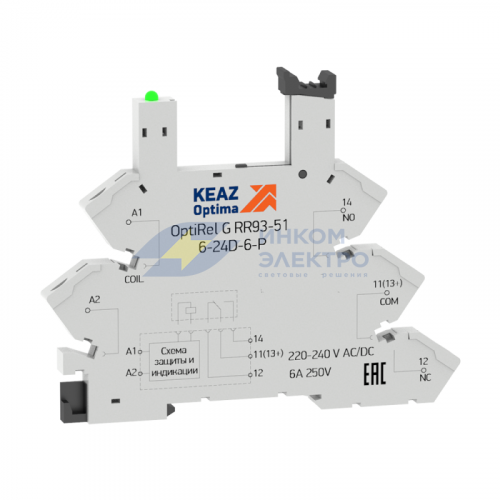 Розетка для реле OptiRel G RR93-51-12-24U-6-P КЭАЗ 281158 Розетка для реле OptiRel G RR93-51-12-24U-6-P КЭАЗ 281158