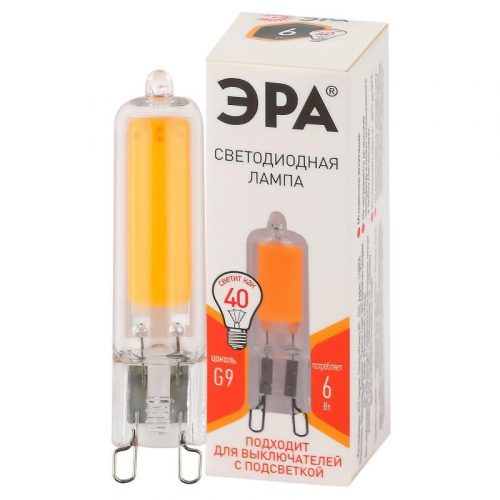 Лампа светодиодная STD LED JCD-6W-GL-827-G9 JCD 6Вт капсула G9 тепл. бел. ЭРА Б0049085 Лампа светодиодная STD LED JCD-6W-GL-827-G9 JCD 6Вт капсула G9 тепл. бел. ЭРА Б0049085