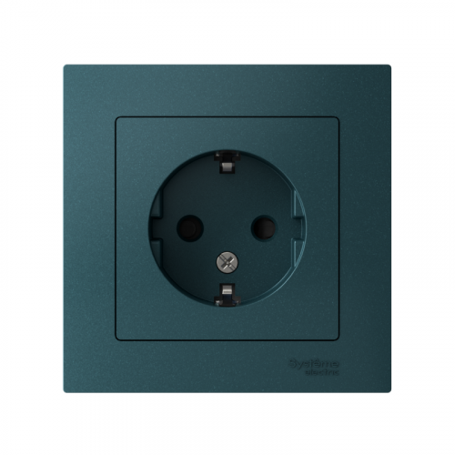 Розетка 1-м СП AtlasDesign 16А IP20 с заземл. защ. шторки в сборе изумруд SE ATN000844 фото 2