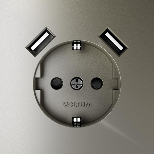 Розетка 1-м СП S70 16А с USB A+A с заземл. защ. шторки механизм шелк Voltum VLS040404 фото 2 Розетка 1-м СП S70 16А с USB A+A с заземл. защ. шторки механизм шелк Voltum VLS040404 фото 2
