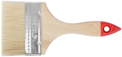 Кисть флейцевая "Оптима" 4дюйм (100мм) натур. свет. щетина деревянная ручка КУРС 00818