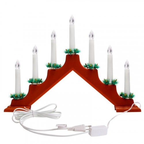 Горка новогодняя 7 свечек (7LED) тепл. бел. 0.5Вт 220-240В IP20 красн. Neon-Night 501-082 фото 3