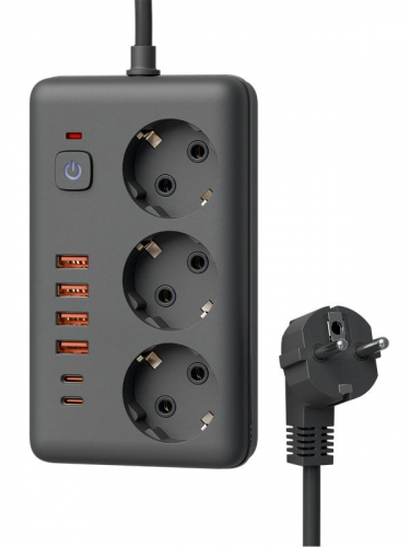 Удлинитель с сетевым фильтром 3х1.5м 10А 4USB + 2USBC 2500Вт ПВС 3х1 прямоуг. черн. КОСМОС FKsm1.5m-3gPF(B)USB фото 3 Удлинитель с сетевым фильтром 3х1.5м 10А 4USB + 2USBC 2500Вт ПВС 3х1 прямоуг. черн. КОСМОС FKsm1.5m-3gPF(B)USB фото 3