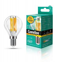 Лампа светодиодная филаментная LED12-G45-FL/830/E14 12Вт шар прозрачная 3000К тепл. бел. E14 207-244В Camelion 13712