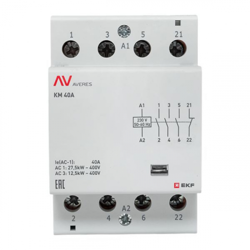 Контактор модульный КМ 40А 3NO+1NC 230В AC (3 мод.) AVERES EKF km-av-3-40-31-230V фото 3