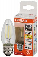 Лампа светодиодная филаментная LSCLB60 5W/827 230VFILCL 5Вт 2700К тепл. бел. E27 600лм B угол пучка 300град. 220-240В (замена 60Вт) прозр. стекло OSRAM 4058075684874