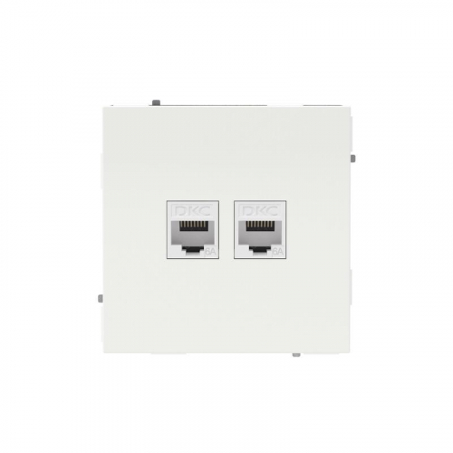 Розетка компьютерная 2-м KANT RJ45 кат.6A без шторки бел. магнолия DKC 7000674