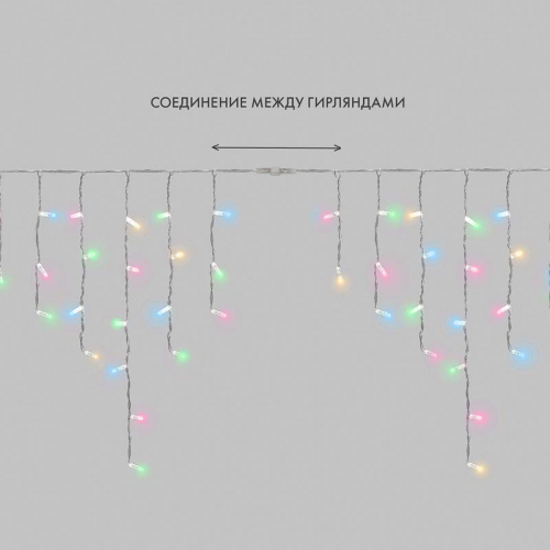 Гирлянда светодиодная "Айсикл" (бахрома) 4.8х0.6м 176LED RGB 19Вт 230В IP65 провод прозр. Neon-Night 245-209 фото 9 Гирлянда светодиодная "Айсикл" (бахрома) 4.8х0.6м 176LED RGB 19Вт 230В IP65 провод прозр. Neon-Night 245-209 фото 9