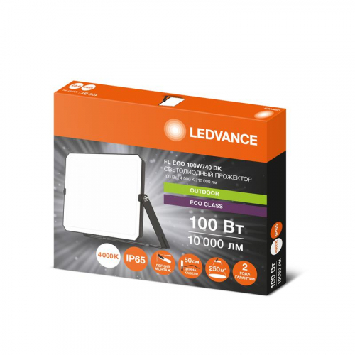 Прожектор светодиодный СДО FL ECO 100W 740 G4 уличный матов. стекло алюм. черн. LEDVANCE 4099854400155 фото 2 Прожектор светодиодный СДО FL ECO 100W 740 G4 уличный матов. стекло алюм. черн. LEDVANCE 4099854400155 фото 2