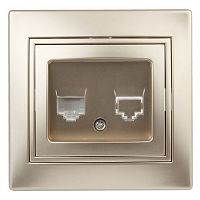 Розетка компьютерная 1-м СП Plano 1-303-04 RJ45 IP20 шампань Intro Б0030087